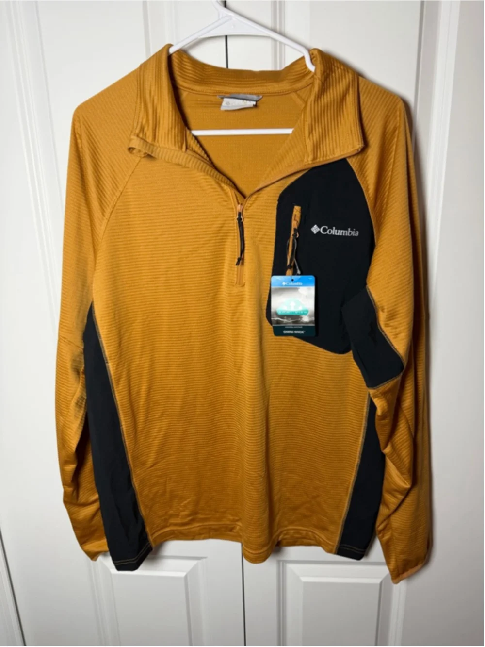 Men's Columbia Long Sleeve Tee M Brown Black Single Canyon Half Zip Fleece NWT
